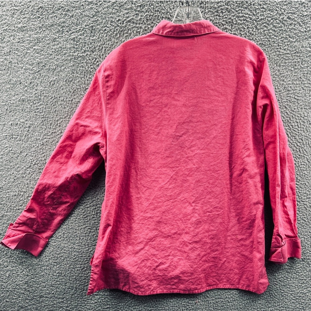 Worthington Womens Shirt XL Linen Blend Pink Button Up Career Minimalist Classic - Picture 2 of 9